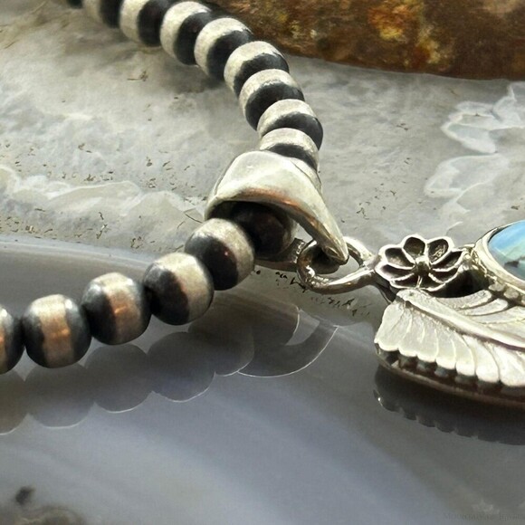 Sterling Southwestern Style Triangular Golden Hill Turquoise Pendant For Women - Picture 3 of 10